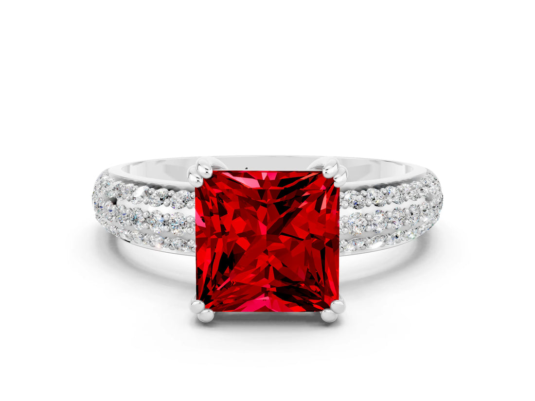White gold Princess Cut Cut Diamond Milgrain Marquise Band with Prong Setting