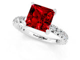 White gold Princess Cut Cut Diamond Pavé Band with Four-Prong Setting_1