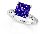White gold Princess Cut Cut Diamond Pavé Band with Four-Prong Setting_1