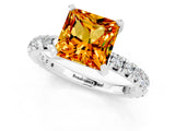 White gold Princess Cut Cut Diamond Pavé Band with Four-Prong Setting_1