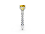 White gold Princess Cut Cut Diamond Pavé Band with Four-Prong Setting_2