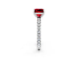 White gold Princess Cut Cut Diamond Pavé Band with Four-Prong Setting_2