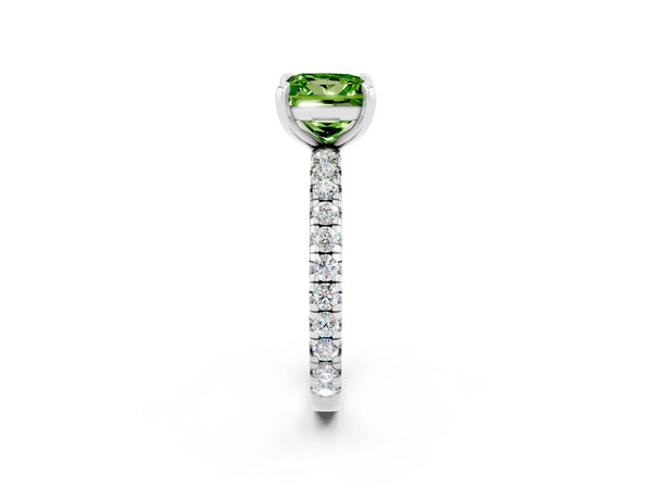 Silver Princess Cut Cut Diamond Pavé Band with Four-Prong Setting