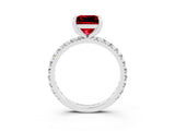 White gold Princess Cut Cut Diamond Pavé Band with Four-Prong Setting_3