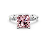 White gold Princess Cut Cut Diamond Pavé Band with Four-Prong Setting