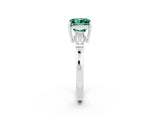 White gold Princess Cut Cut Diamond Ring with Tapered Baguette Side Stones in Four-Prong Setting_2