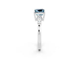 White gold Princess Cut Cut Diamond Ring with Tapered Baguette Side Stones in Four-Prong Setting_2