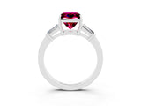 White gold Princess Cut Cut Diamond Ring with Tapered Baguette Side Stones in Four-Prong Setting_3