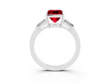 White gold Princess Cut Cut Diamond Ring with Tapered Baguette Side Stones in Four-Prong Setting_3