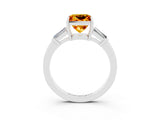 White gold Princess Cut Cut Diamond Ring with Tapered Baguette Side Stones in Four-Prong Setting_3