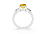 White gold Princess Cut Cut Diamond Ring with Tapered Baguette Side Stones in Four-Prong Setting_3