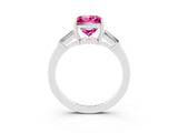 White gold Princess Cut Cut Diamond Ring with Tapered Baguette Side Stones in Four-Prong Setting_3