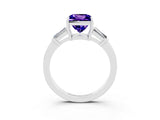 White gold Princess Cut Cut Diamond Ring with Tapered Baguette Side Stones in Four-Prong Setting_3