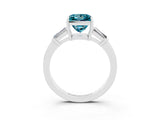 White gold Princess Cut Cut Diamond Ring with Tapered Baguette Side Stones in Four-Prong Setting_3