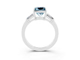 White gold Princess Cut Cut Diamond Ring with Tapered Baguette Side Stones in Four-Prong Setting_3