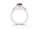 White gold Princess Cut Cut Diamond Ring with Tapered Baguette Side Stones in Four-Prong Setting_3