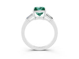 White gold Princess Cut Cut Diamond Ring with Tapered Baguette Side Stones in Four-Prong Setting_3