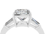 White gold Princess Cut Cut Diamond Ring with Tapered Baguette Side Stones in Four-Prong Setting_4