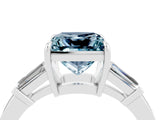 White gold Princess Cut Cut Diamond Ring with Tapered Baguette Side Stones in Four-Prong Setting_4