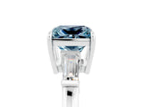 White gold Princess Cut Cut Diamond Ring with Tapered Baguette Side Stones in Four-Prong Setting_5