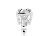 White gold Princess Cut Cut Diamond Ring with Tapered Baguette Side Stones in Four-Prong Setting_5