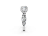 White gold Princess Cut Cut Diamond Twisted Band with Milgrain Pave Setting and Four-Prong Setting_20