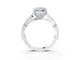 White gold Princess Cut Cut Diamond Twisted Band with Milgrain Pave Setting and Four-Prong Setting_21