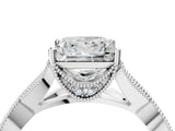 White gold Princess Cut Cut Diamond Twisted Band with Milgrain Pave Setting and Four-Prong Setting_22