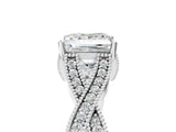 White gold Princess Cut Cut Diamond Twisted Band with Milgrain Pave Setting and Four-Prong Setting_23
