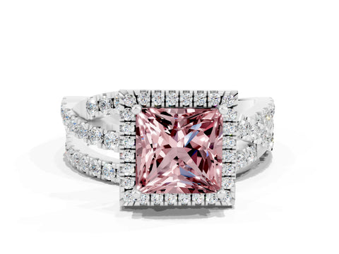 White gold Princess Cut Cut Halo Split Shank Prong Setting Ring_12