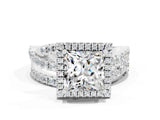 White gold Princess Cut Cut Halo Split Shank Prong Setting Ring_12