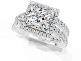 White gold Princess Cut Cut Halo Split Shank Prong Setting Ring_13