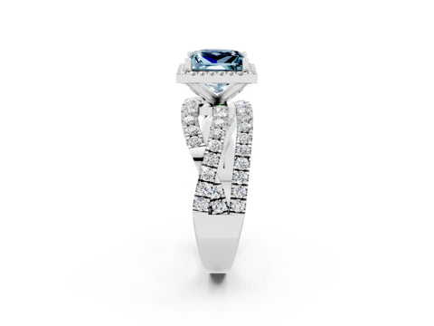 White gold Princess Cut Cut Halo Split Shank Prong Setting Ring_14