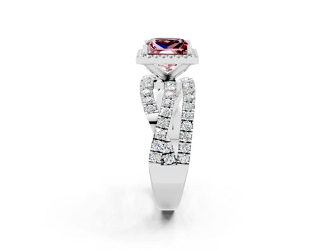 White gold Princess Cut Cut Halo Split Shank Prong Setting Ring_14