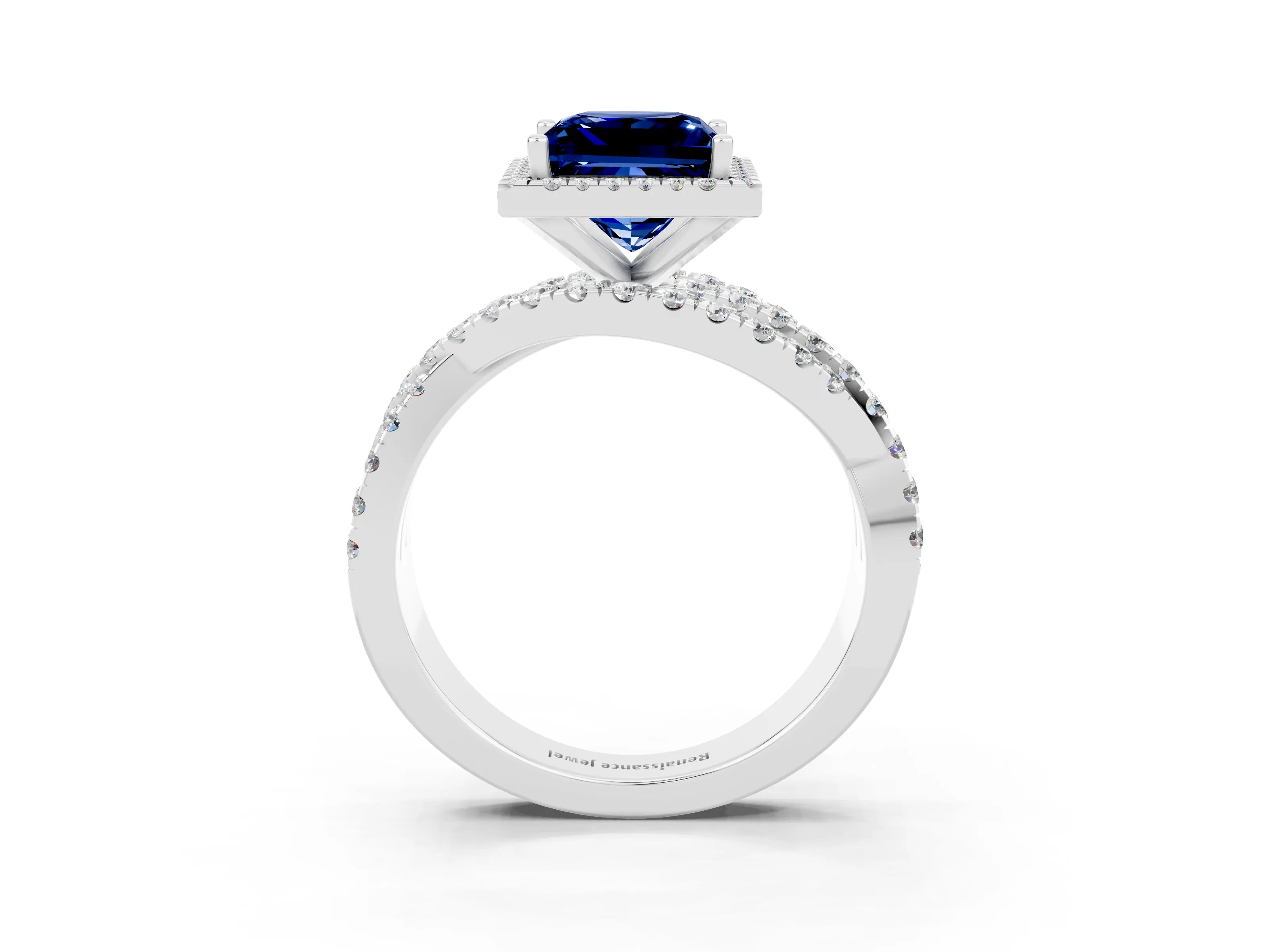 White gold Princess Cut Cut Halo Split Shank Prong Setting Ring_15