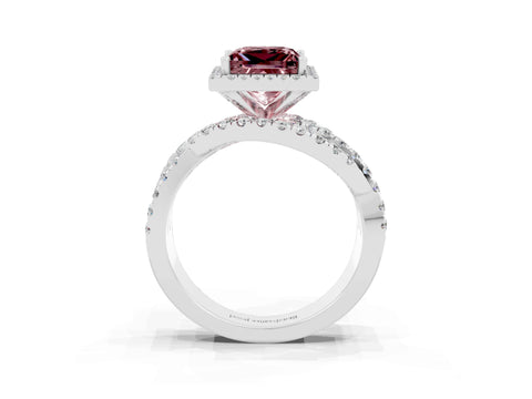 White gold Princess Cut Cut Halo Split Shank Prong Setting Ring_15