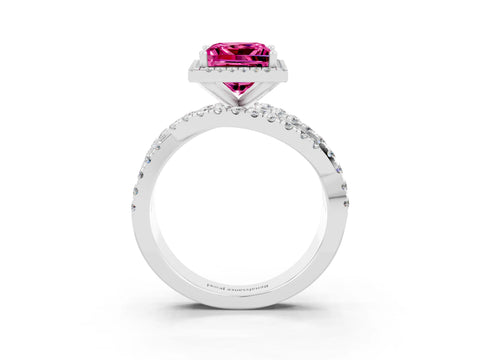 White gold Princess Cut Cut Halo Split Shank Prong Setting Ring_15