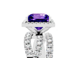 White gold Princess Cut Cut Halo Split Shank Prong Setting Ring_17