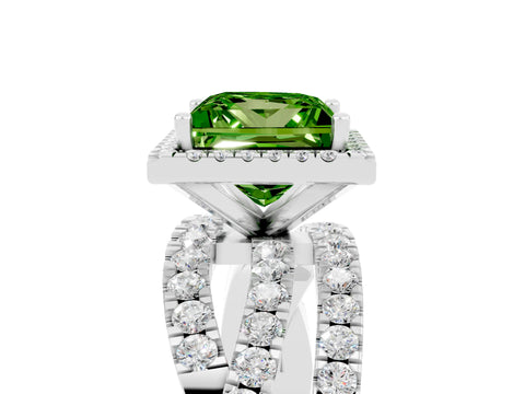 White gold Princess Cut Cut Halo Split Shank Prong Setting Ring_17