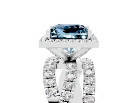 White gold Princess Cut Cut Halo Split Shank Prong Setting Ring_17