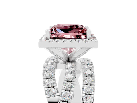 White gold Princess Cut Cut Halo Split Shank Prong Setting Ring_17