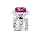 White gold Princess Cut Cut Halo Split Shank Prong Setting Ring_17