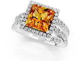 White gold Princess Cut Cut Halo Split Shank Prong Setting Ring_25