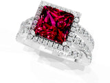 White gold Princess Cut Cut Halo Split Shank Prong Setting Ring_25