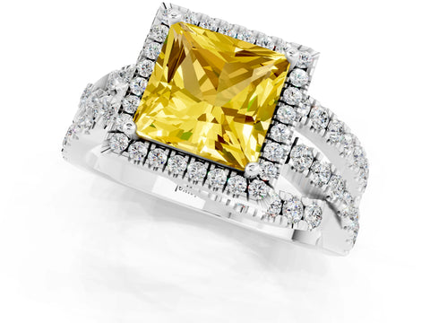 White gold Princess Cut Cut Halo Split Shank Prong Setting Ring_25