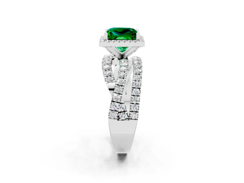 White gold Princess Cut Cut Halo Split Shank Prong Setting Ring_26