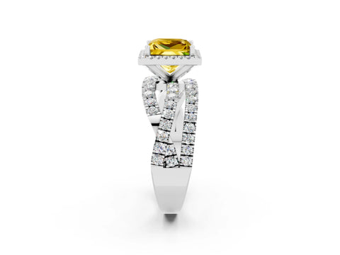 White gold Princess Cut Cut Halo Split Shank Prong Setting Ring_26