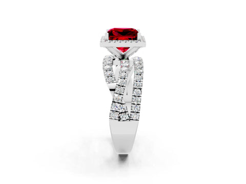 White gold Princess Cut Cut Halo Split Shank Prong Setting Ring_26