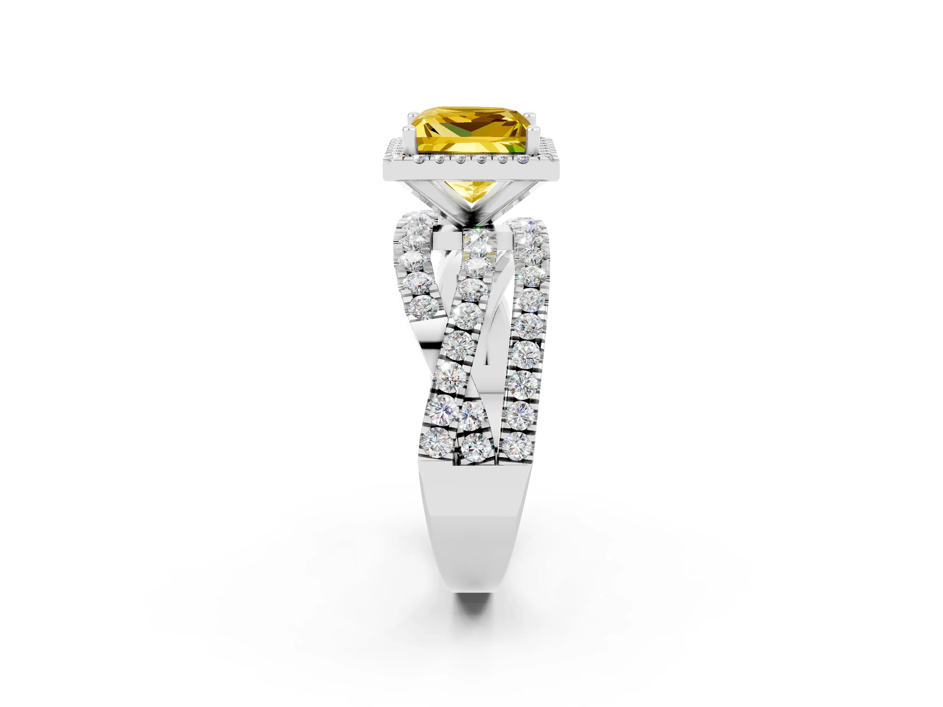 White gold Princess Cut Cut Halo Split Shank Prong Setting Ring_26