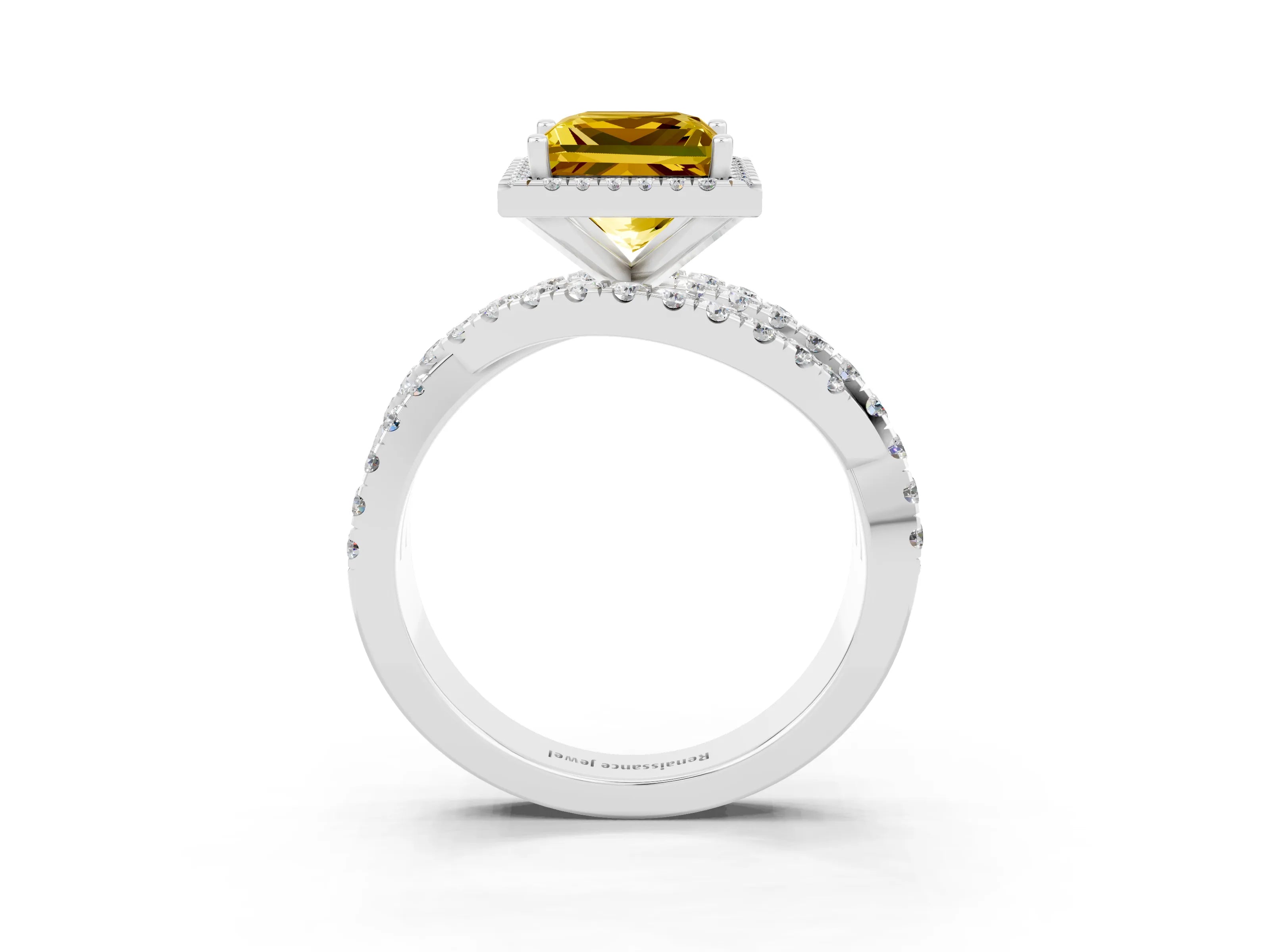 White gold Princess Cut Cut Halo Split Shank Prong Setting Ring_27